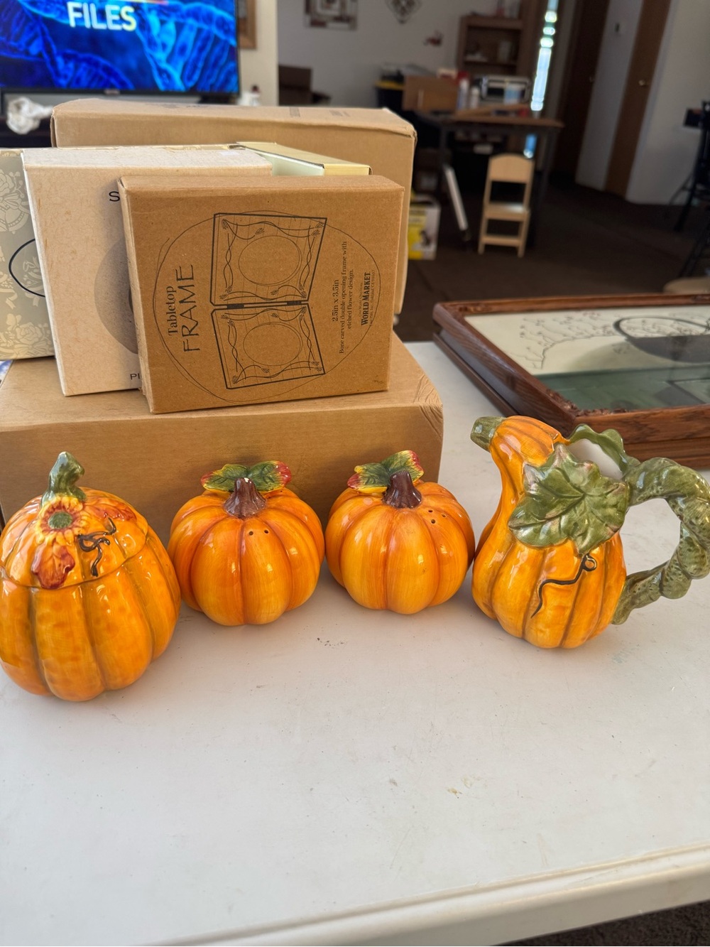 Autumn Pumpkin Ceramic Salt & Pepper Shakers and Creamer and Sugar Set - Orange